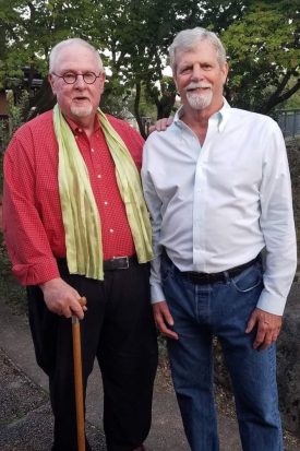 John with Fred Hoyt in the McVay Courtyard at the Center for Urban Horticulture.