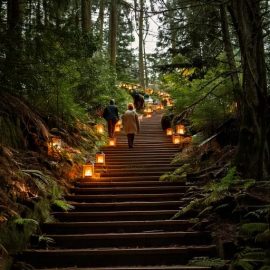 luminary on stairs