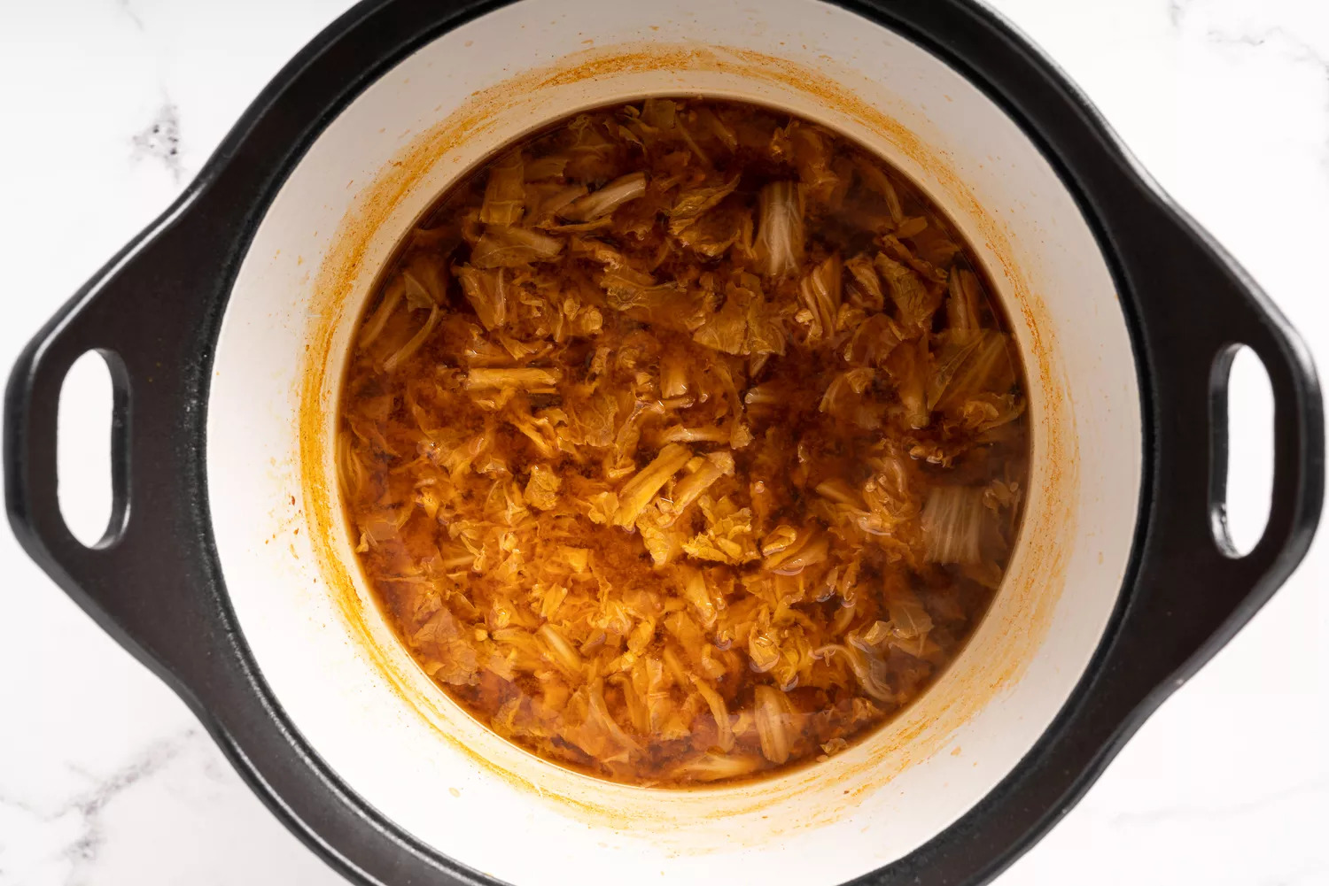 cabbage soup cooking in the pot 