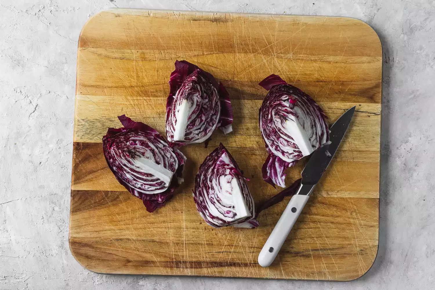 cut the radicchio into quarters 