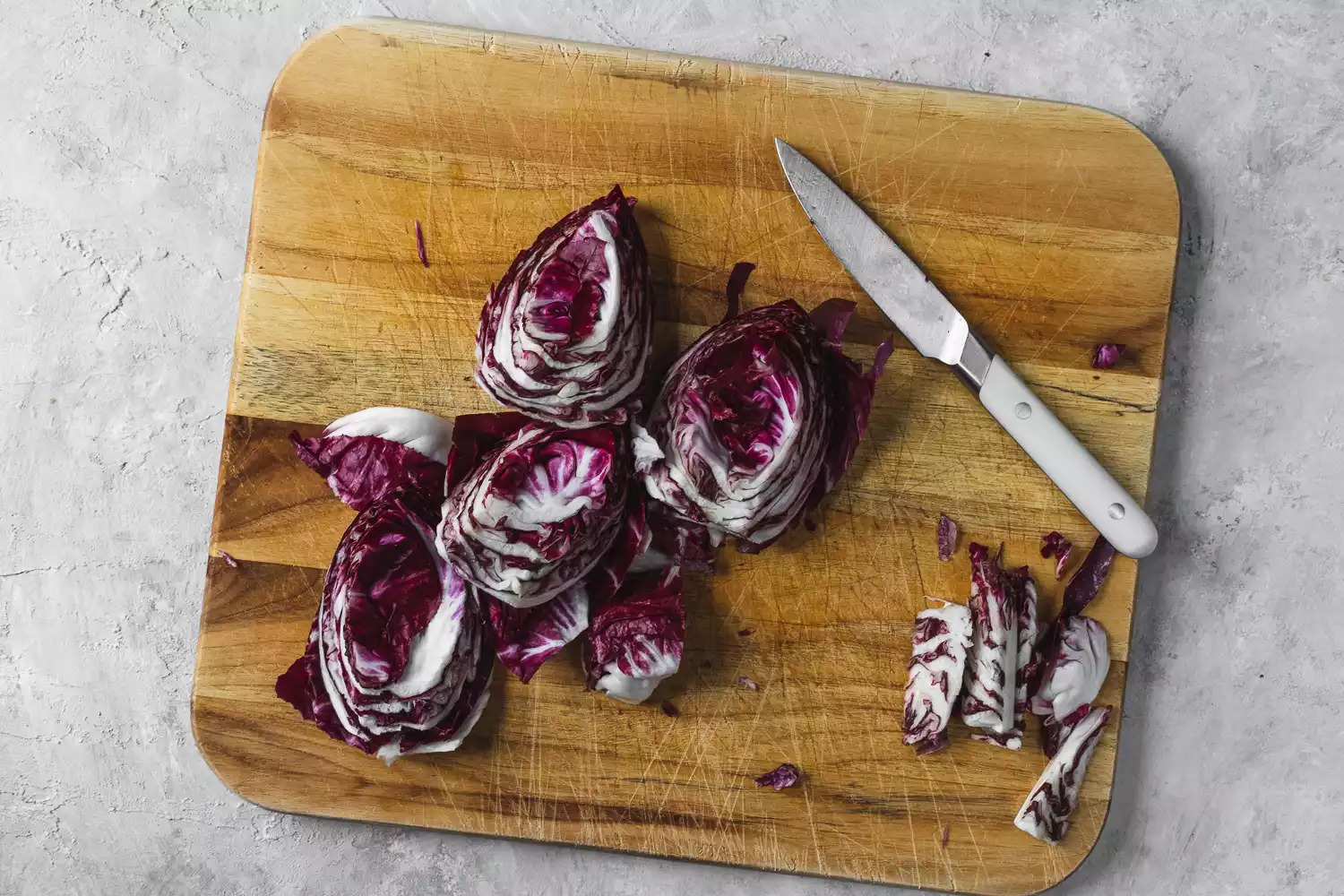 cut the core out of the radicchio 